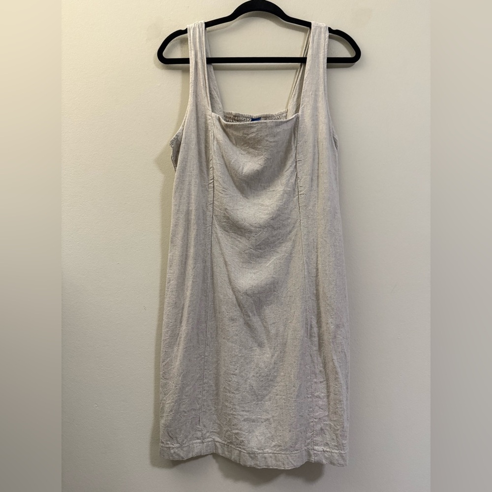 Old Navy Linen Blend Square‎ Neck Mini Dress in Tan - L